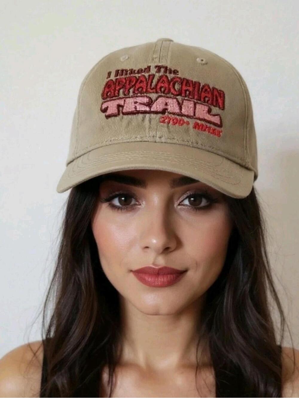 I Hiked The Appalachian Trail Washed Dad Hat Urban Outfitters Tan Red Letters